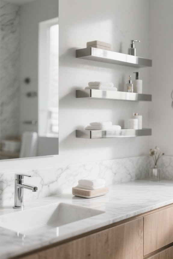 stylish organized bathroom shelves